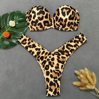 

Women Swimsuit Sexy High Waist Bikini Push-Up Padded Bra Beach Swimwears Enchanting Swimsuits Leopard Print Biquini