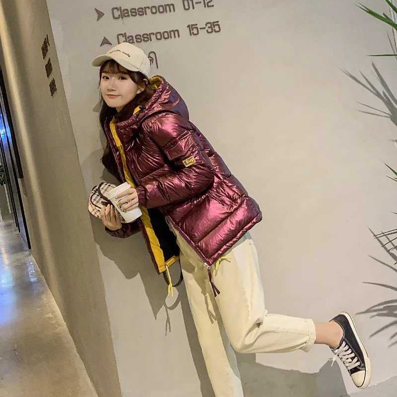 

Occident Fashion 2019 New Style down Jacket Cotton-padded Clothes Short Mixed Colors Students Casual Loose-Fit Bright Surface Wa