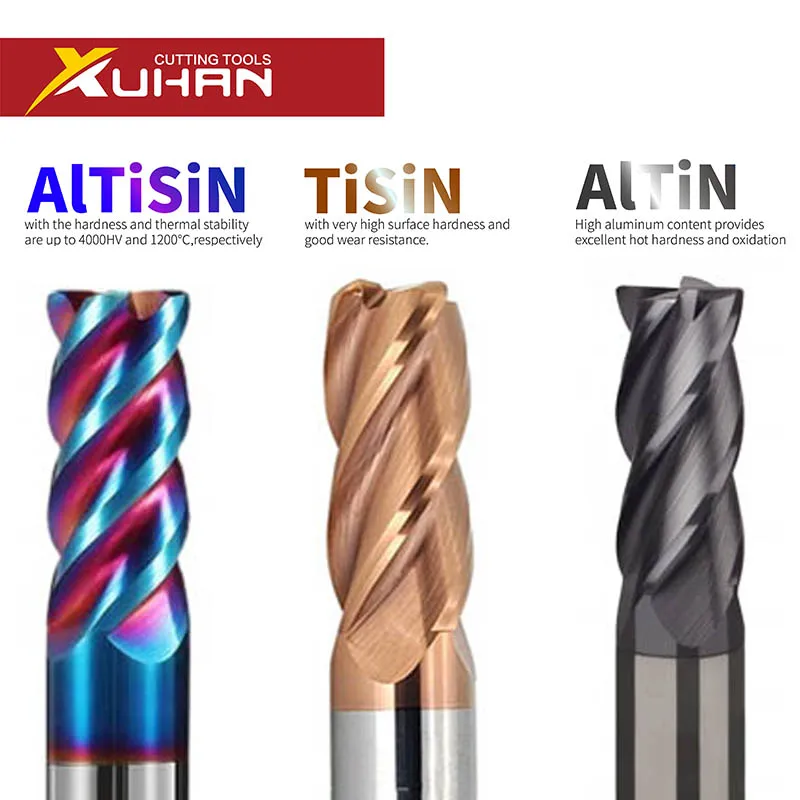 XUHAN 코너 반경 엔드밀 CNC R 불노즈 커터, 텅스텐 카바이드 강철 금속 라우터 도구, 3 4 플루트, R0.5 R1 표면 가공