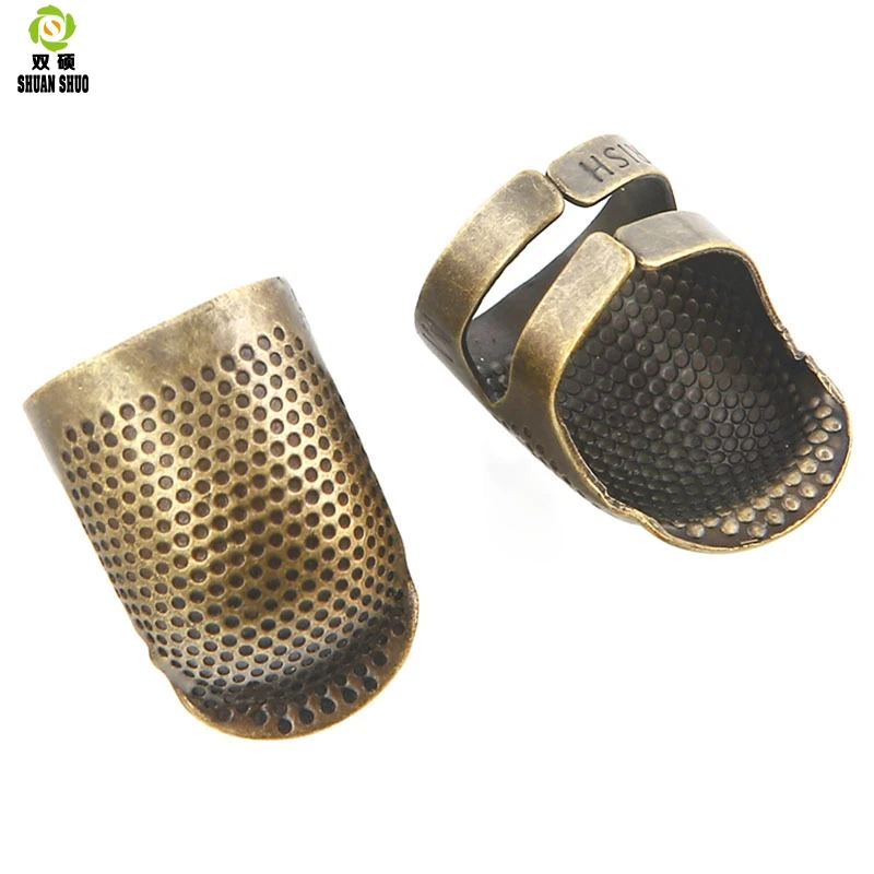 

Bronze Adjustable Thimble Ring Handmade Non-slip Embroidery Resisting Vintage Needle Roller Finger sleeve