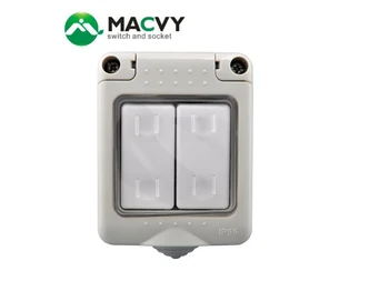 

MACVY Wall Outdoor Waterproof Switch 2 Button Put Outside IP55ce Certification