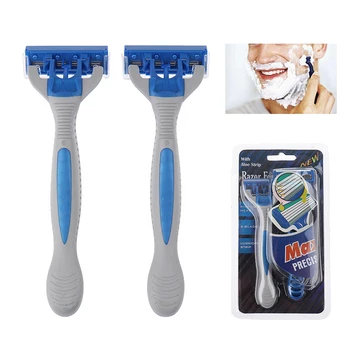 

2Pcs/lot Replaceable Straight Safety Razor 5 layers Razor Blades With 1 Handle Men's Shaver Razor Blades Face Care