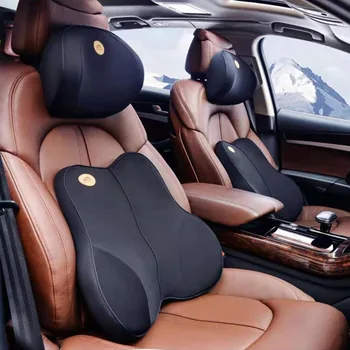 

Seat Cushion for Back Pain Foam Pillow Car Neck and Back Support Pad Fabric Universal Fit Pillows with Straps To Fix Well