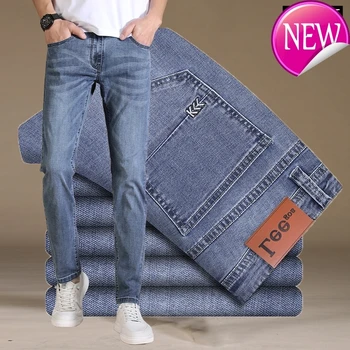 

Summer New 2020 Men's Gray-blue Thin Jeans Fashion Casual High Quality Stretch Slim Denim Trousers Male Comfortable Pants