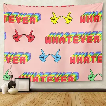 

Quirky Comic Words Whatever and Colorful Hand Gestures Patch Tapestry Wall Hanging for Living Room Bedroom Dorm 50x60 inches