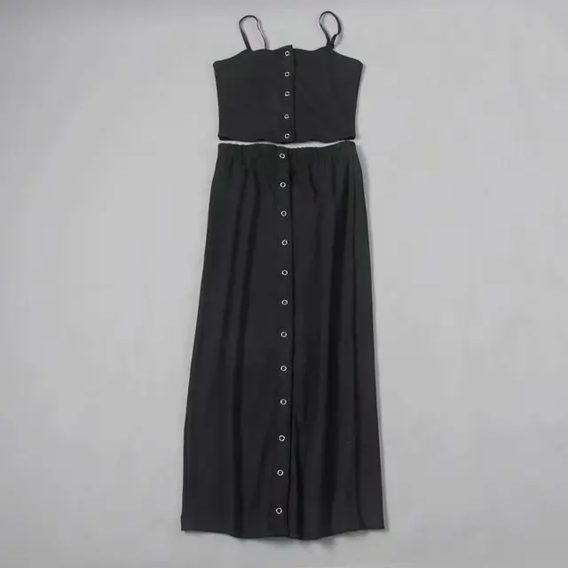 

Summer New Style Vest Slim Fit Small Camisole Mid-length Skirt Two-Piece Set Suspender Strap off-Shoulder Suit Dress