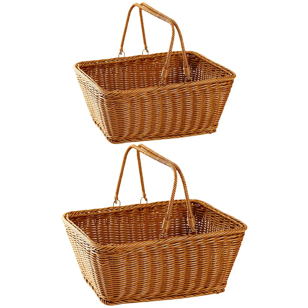 Picnic Basket Handmade Kids Toy Storage Woven Basket Food Container