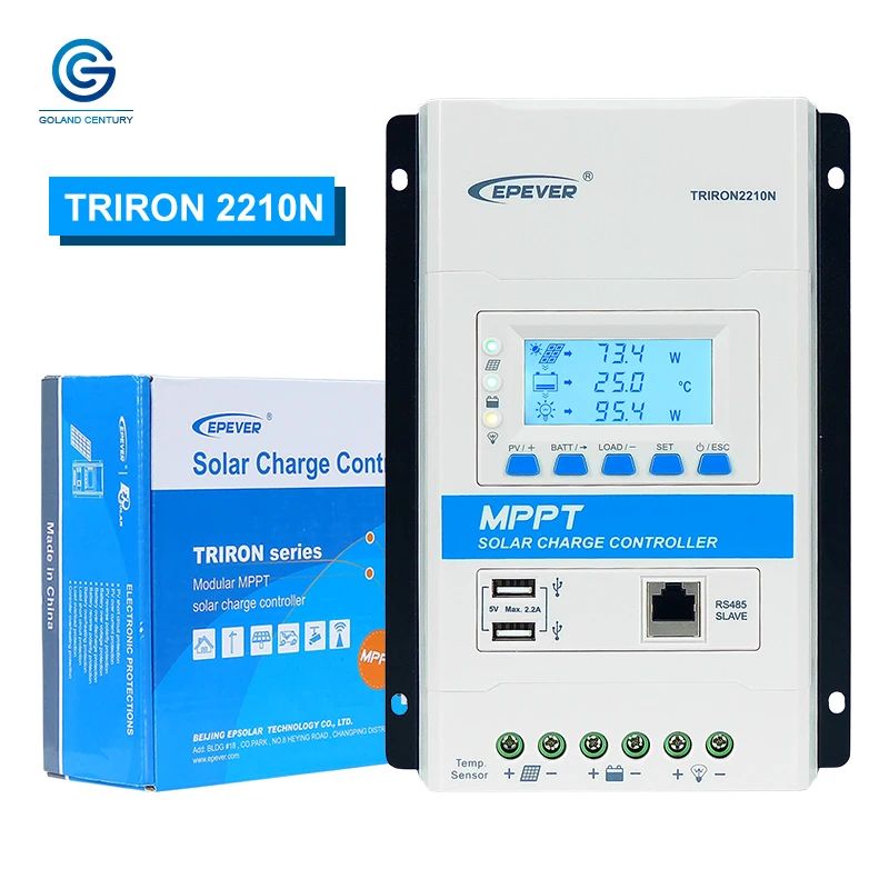 

Epever 20A MPPT solar Charge Controller 12V/24V TRIRON2210N Solar Regulator Max.PV Input Power 260W/12V 520W/24V