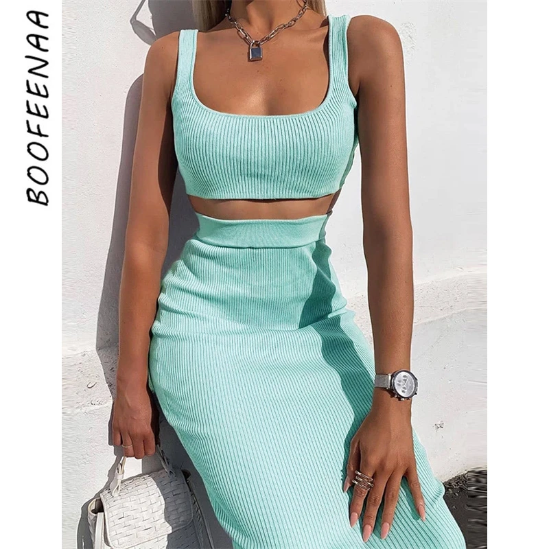 Неоновый сексуальный облегающий комплект BOOFEENAA из 2 предметов женский
