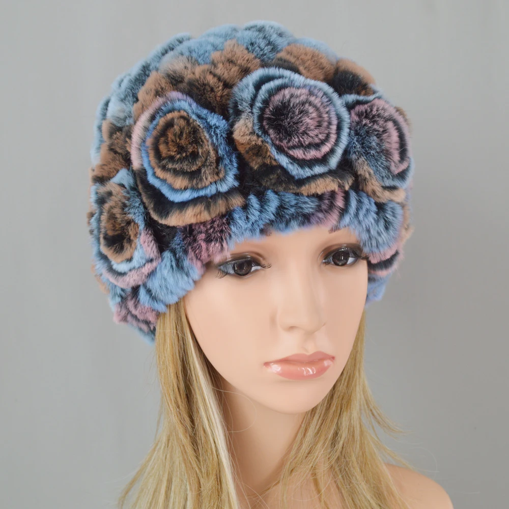 Venta Caliente натуральный Rex Conejo Pelo Sombrero Mujer Hecho A Mano Kina Boinas Para Mujer Gorro Mujer