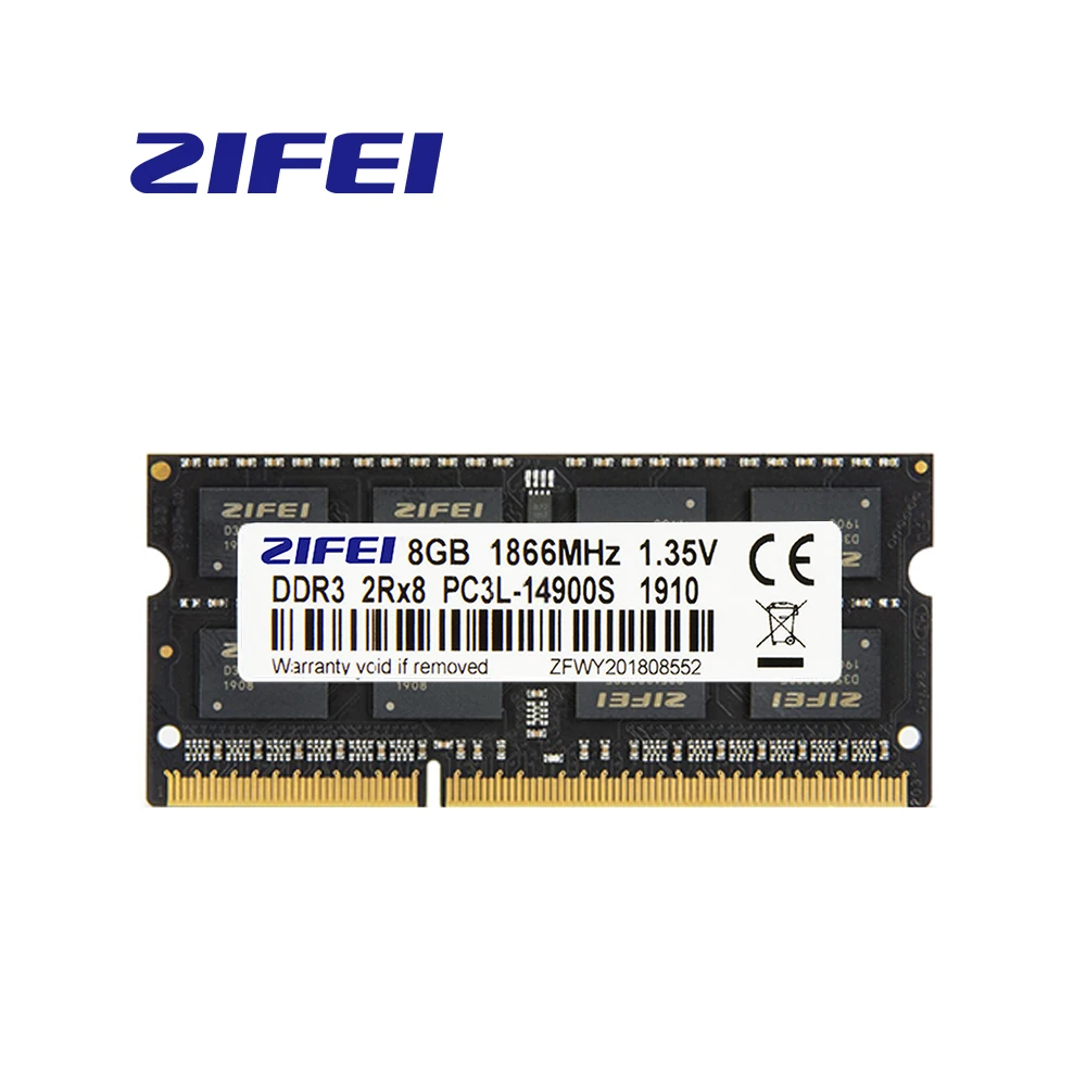 

DDR3 RAM 8GB 1866MHZ/1600MHZ/1333MHZ DDR3L 1.35v 204Pin 2R*8 SO-DIMM NON-ECC zifei laptop Memory support Dual channel