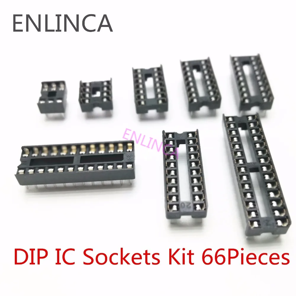 66PCS/Lot DIP IC Sockets Adaptor Solder Type Socket Kit 6 8 14 16 18 20