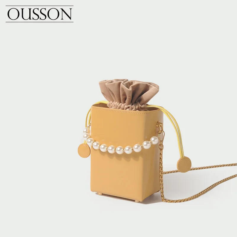 OUSSON Сумочка с жемчужной подвеской, роскошные женские сумки, женские дизайнерские сумки через плечо из спилка, для женщин, 3 ремешка, сумка через плечо