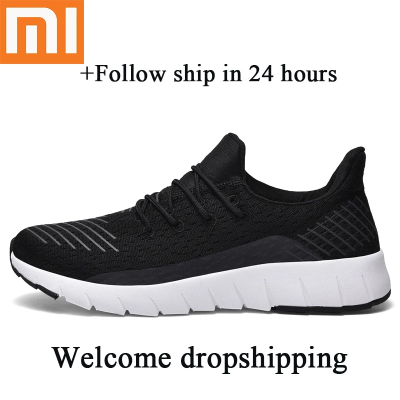 Черный Xiaomi новые кроссовки легкие 400g MIJIA Zapatos De Hombre 38 Нескользящие Мужские Повседневные Дышащие размера плюс 12 46 Прямая поставка - Цвет: Черный