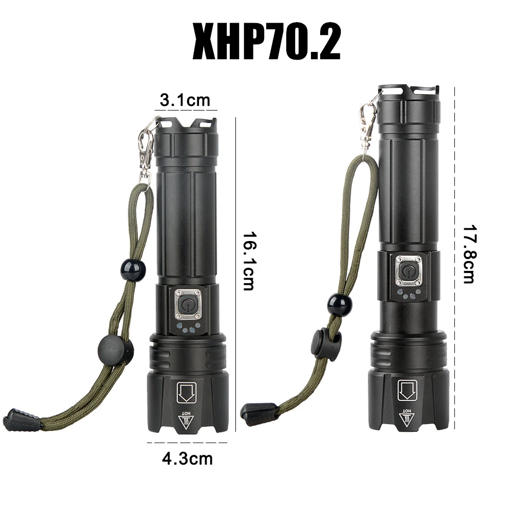 Портативный тактический светодиодный фонарик xhp70.2 xhp50 самый мощный USB фонарик 26650 18650 фонарь с масштабированием охотничья лампа