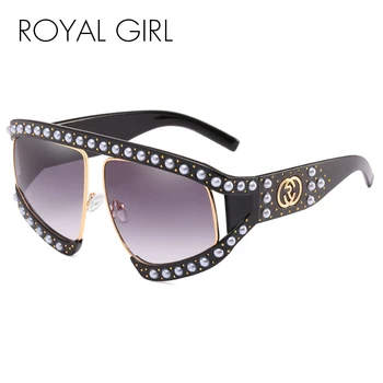 

ROYAL GIRL Fashion Big Box 2020 New Inlaid Pearl Women Sunglasses Street Beat Trend Ladies Outdoor Personality Sun Glasses Ss225
