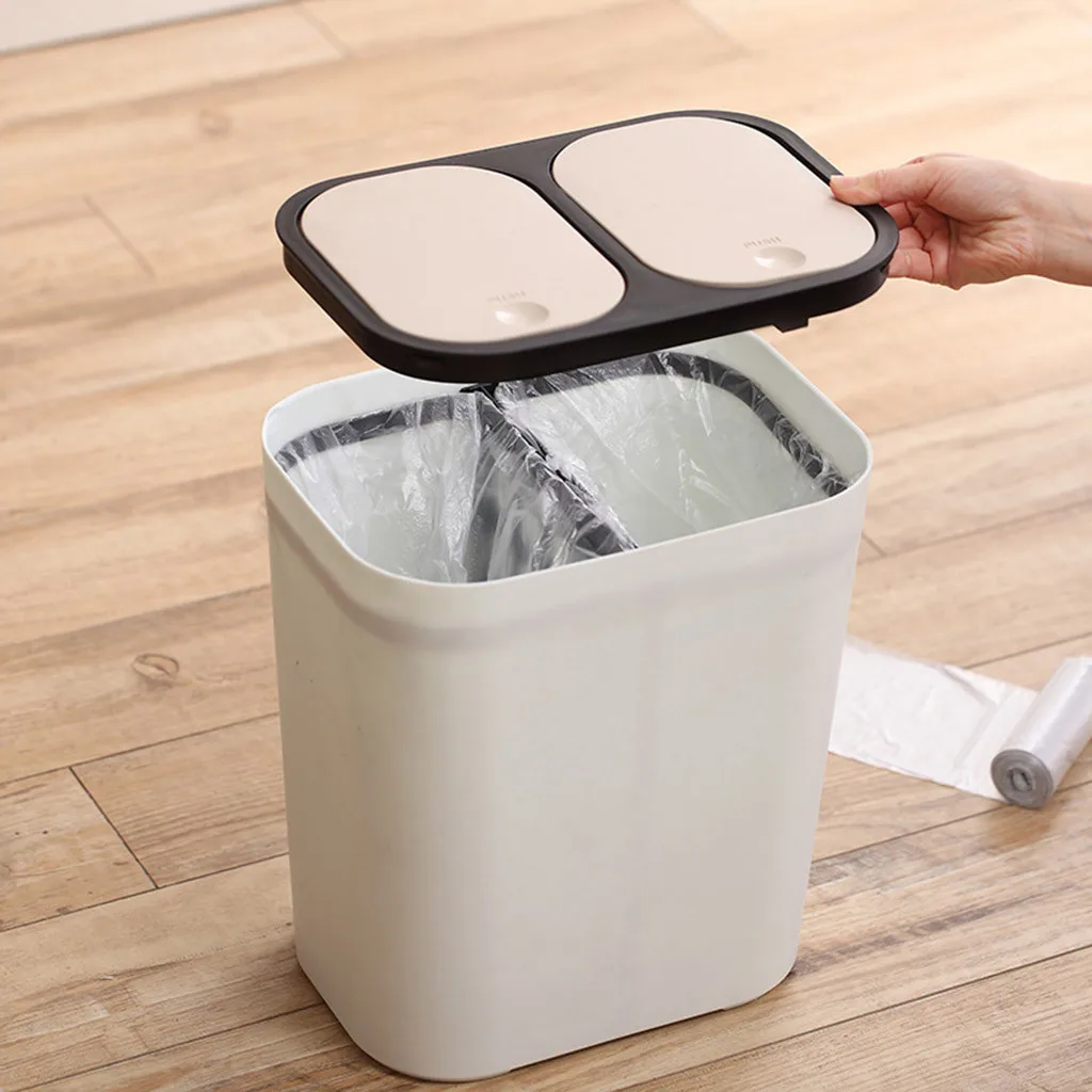 Двухслойные пакеты Admissiongarbage с двойной крышкой, сухая и влажная двухклассная мусорная корзина, маленькая мусорная корзина, безопасная и экологически чистая крышка