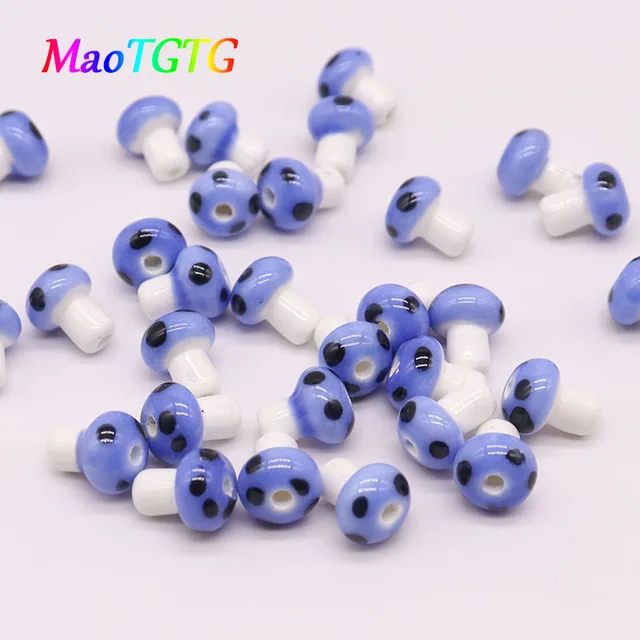 10x12mm Ceramic Mushroom Beads For Jewelry Making Necklace Bracelet Mix Color Handmade Ceramic Spacer Bead Accessories Wholesale A11
