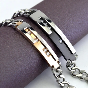 

High Quality Inlaid Cubic Zircona Couple Bracelets for Women Bangles Jewelry Gift Wholesale Stainless Steel Charm Bracelet 2020