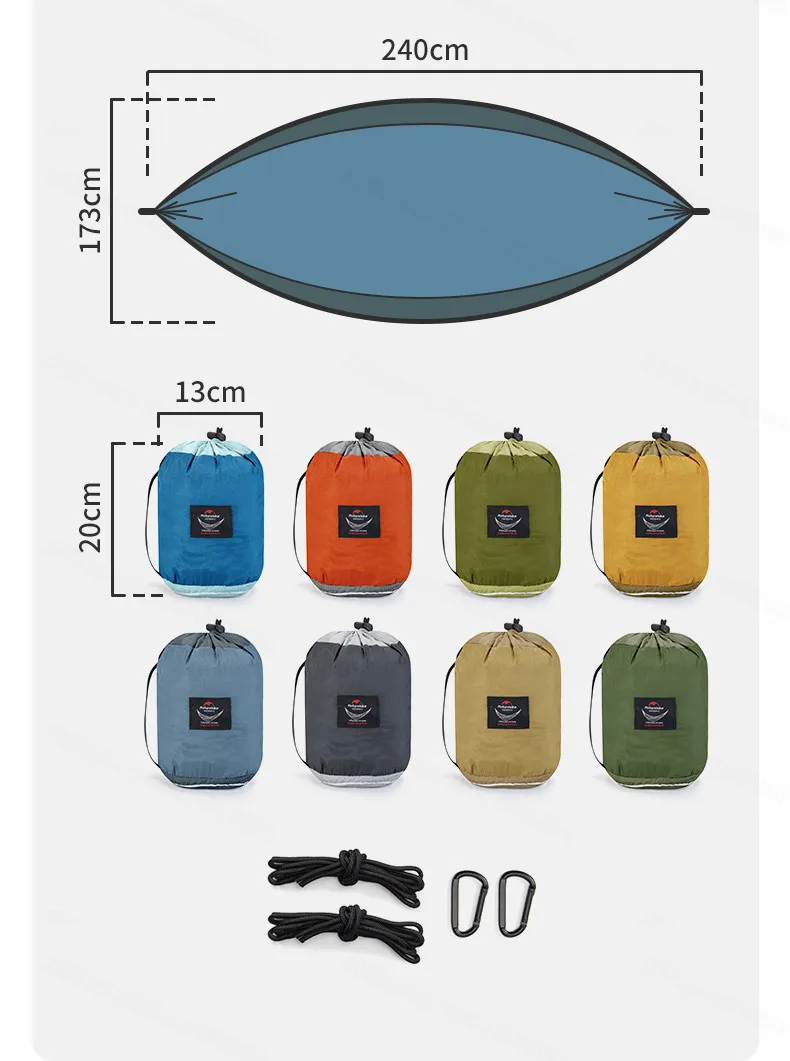 Hamac de camping - Hamac double ultraléger avec mousquetons Wiregate