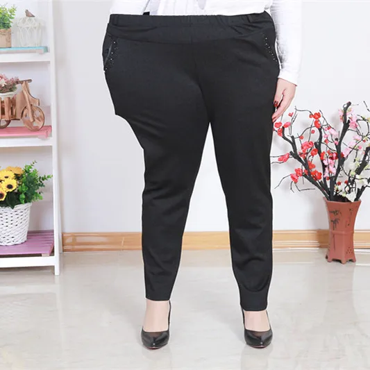 Deporte/женские брюки Летняя женская одежда среднего возраста 2XL-7XL плюс размер винтажные полосатые прямые брюки с высокой талией J901