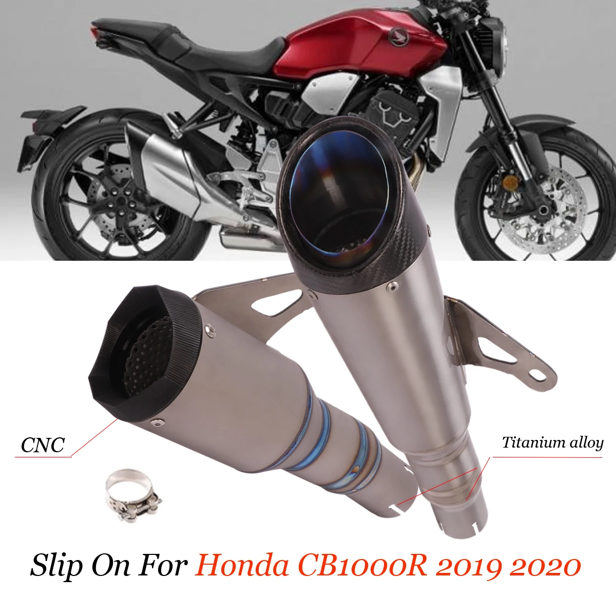 Slip on modified motorcycle exhaust system titanium alloy muffler pipe connection for honda cb1000r neo sports cafe 2019 2020 - - Racext 17
