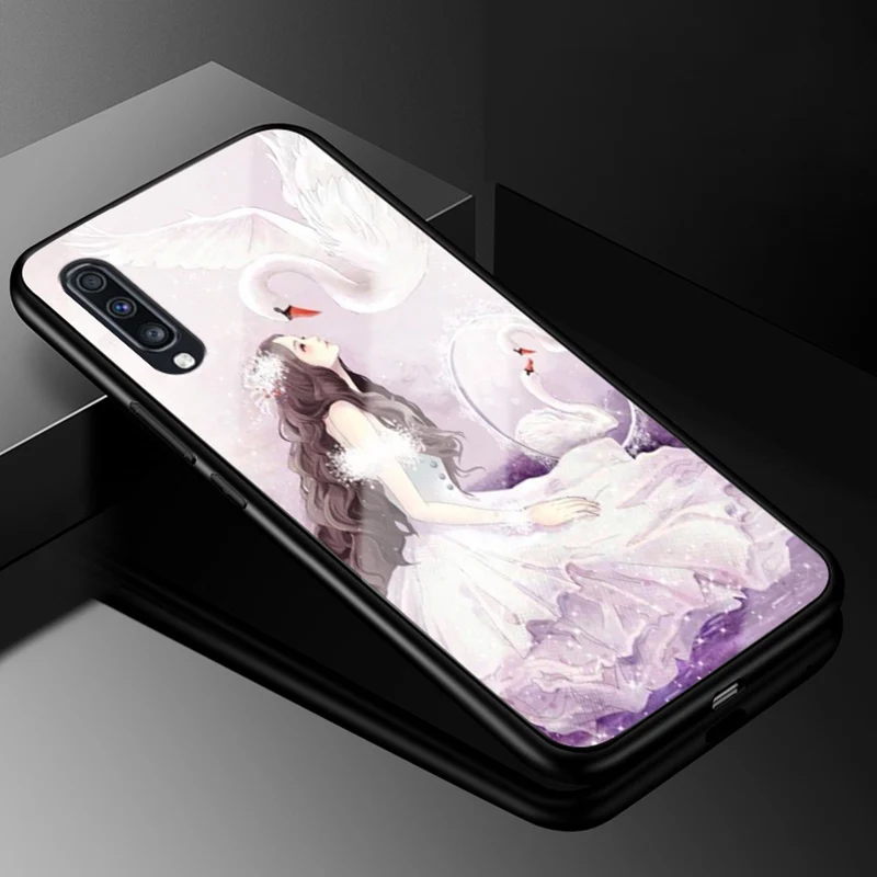 Для samsung Galaxy A70 чехол из закаленного стекла жесткая задняя крышка для samsung A70 A 70 чехол для телефона s силиконовый бампер A50 A50S A30S A 50 - Цвет: 21