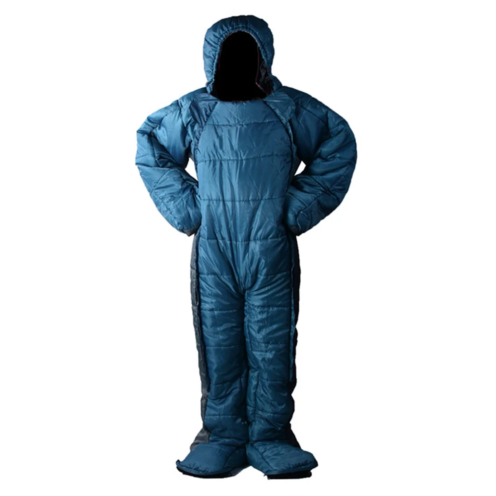 blue M Adult Lite Wearable Sleeping Bag Warming for Walking Hiking Camping Outdoor WHShopping - Цвет: blue M