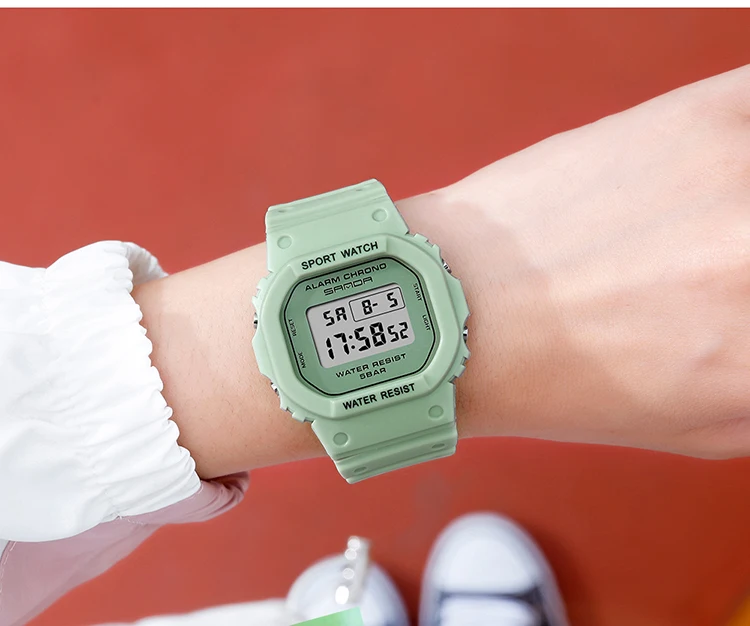 2020 New SANDA White Women Sports Watch Women Matcha Green Waterproof Ladies Jelly Digital Watches reloj mujer relogio feminino