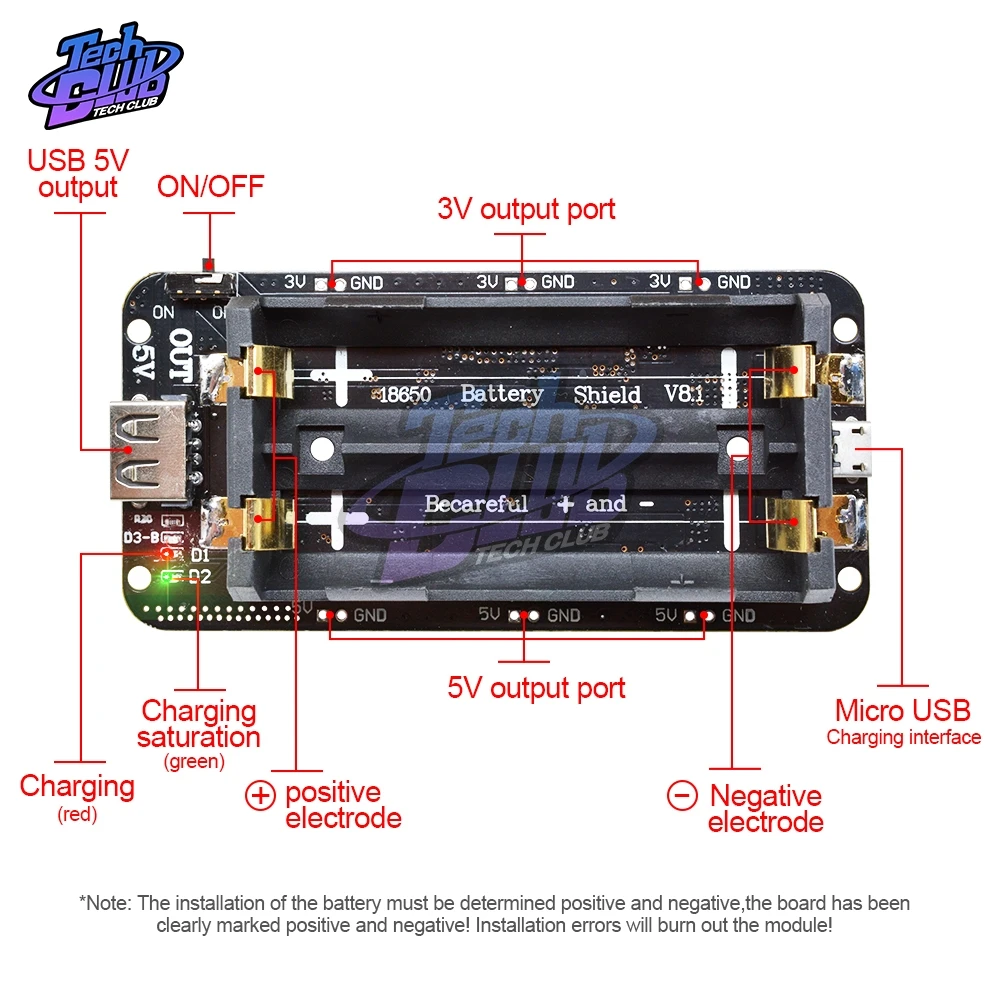 

5V/3A 3V/1A 18650 Lithium Battery Two Shield V8 Mobile Power Bank Expansion Board Dual Voltage Module Micro USB for Arduino ESP