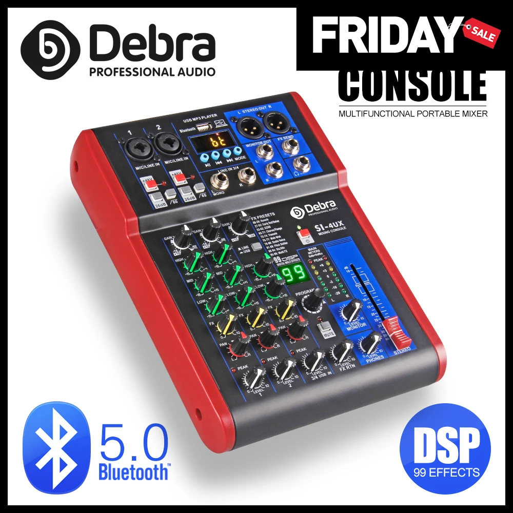 4 канальный DJ контроллер Debra Pro с 99DSP эффектом реверберации Bluetooth 5 0 USB микшер для