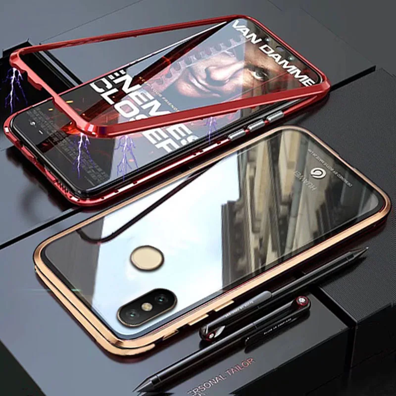 Чехол YonLinTan Coque для Xiaomi Redmi Note 5 Pro 5pro Note5 Металлическая магнитная рамка из закаленного стекла жесткий чехол для телефона