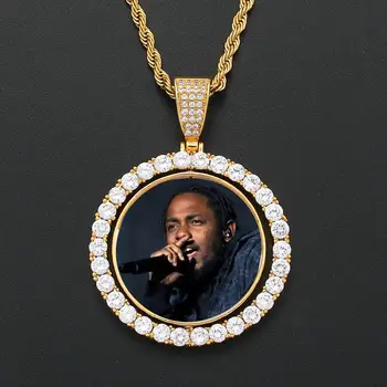 

Round Photo Frame Pendant Rotating Double-sided Photo Private Custom Collection Commemorative Hip Hop Jewelry