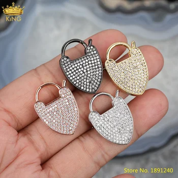

5pcs CZ Micro Paved Heart-Shape Lock Carabiner Lobster Clasps Pendant Jewelry,Zironcia Lock Clasps For Bracelet Necklace Making