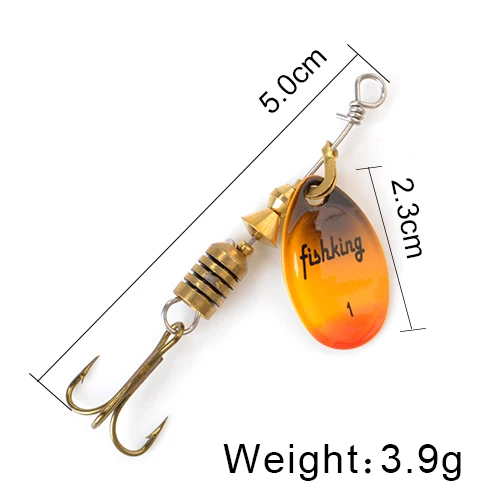 FISH KING Spinner Bait 3.9g 4.6g 7.4g 10.8g 15g Spoon Lures pike Metal With Treble Hooks Arttificial Bass Bait Fishing Lure as photo
