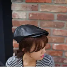 Зима Осень искусственный из искусственной кожи берет унисекс шапки для мужчин и женщин плоский козырек кепки s Boina может регулируемый Винтаж Кепка верхняя одежда