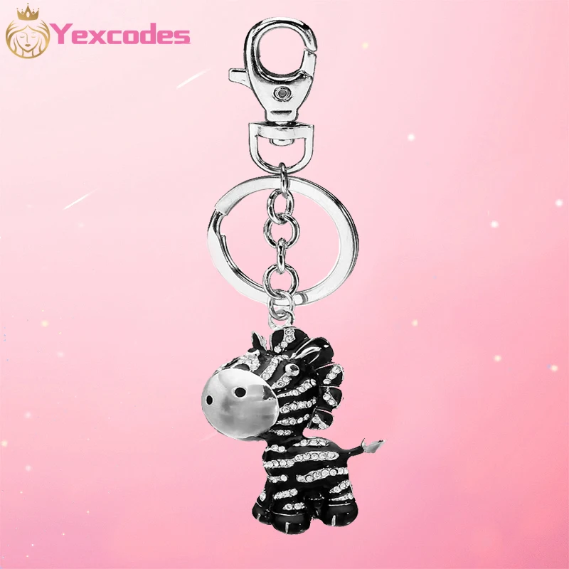 

Yexcodes Fashion Alloy Little Donkey Keychain Key Chain Charm Female Handbag Crystal Pendant Small Model Pendant Jewelry