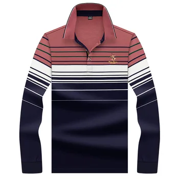 

Hollirtiger Men's POLO Shirts Natural Cotton Long sleeve Camisas Fashion embroidery Polo Stand Collar Male Polo Shirt Army Green