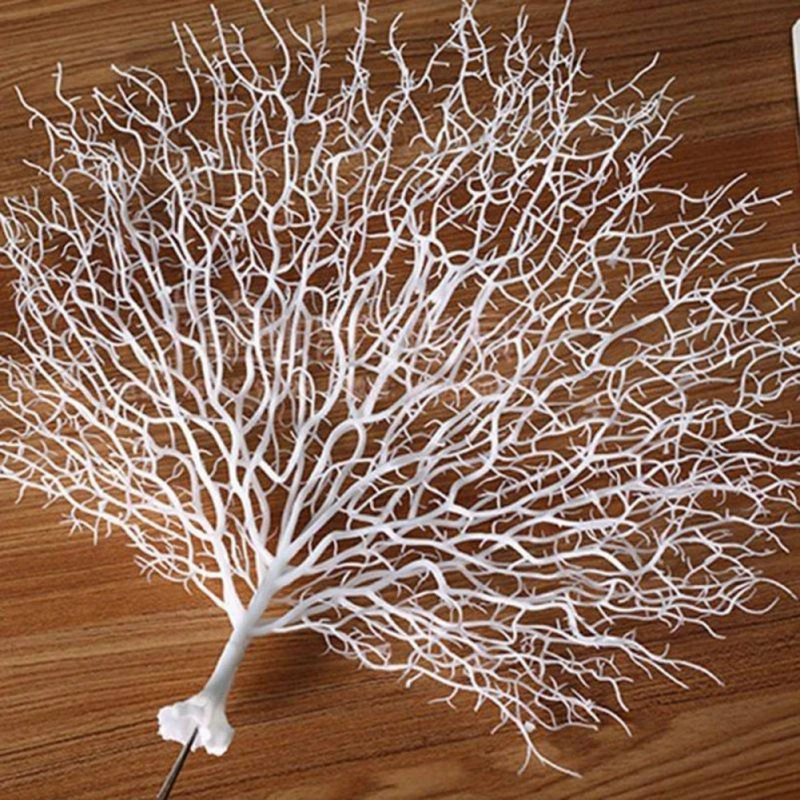 2 x Artificial Dried Plant Branch Coral Floristry Desktop Fake Plant White 