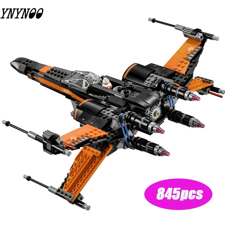 

mylb New 845pcs Star Wars First Order Poe's X-wing Fighter Assembled Toy Building Block Compatible legoelys Children's gift