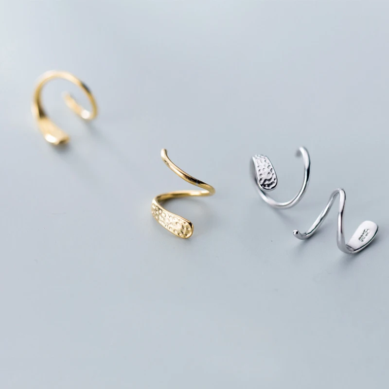 MloveAcc 100% de Plata de Ley 925 mujeres espiral serpiente huesos del oído hebilla anillo Mini doble anillo de joyería de pendientes