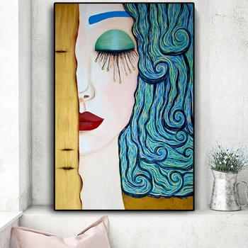 

Abstract Artist Gustav Klimt Tear Oil Painting on Canvas Posters Wall Art Pictures for Living Room Home Decor Cuadros