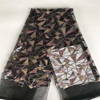 

African French glitter Lace Fabric 2020 African Tulle Lace Fabric High Quality Nigerian Sequins Lace Embroidered Wedding Fabric