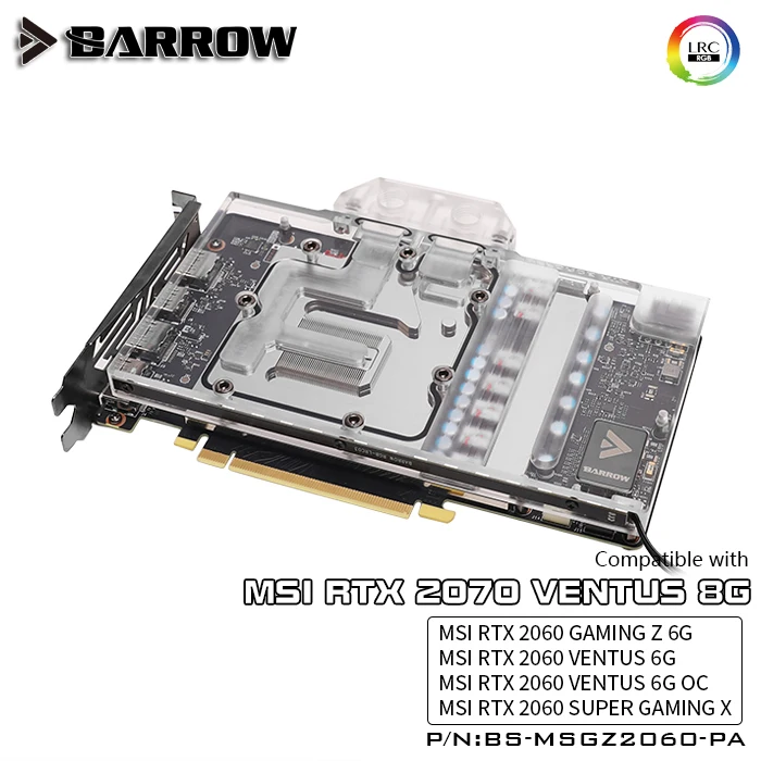 Курган водяного блок использовать для MSI RTX2060 игровой Z 6G/RTX2060/2070 VENTUS 6G/6G OC/полное покрытие GPU Блок/5В 3PIN заголовок A-RGB