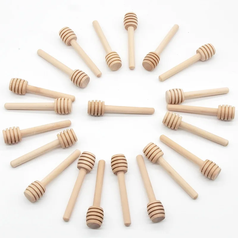 5Pcs/Lot 8cm Long Handle Wood Honey Stir Bar Practical Honey Mixing Stick Jar Spoon Supplies For Coffee Milk Tea Kitchen Tool
