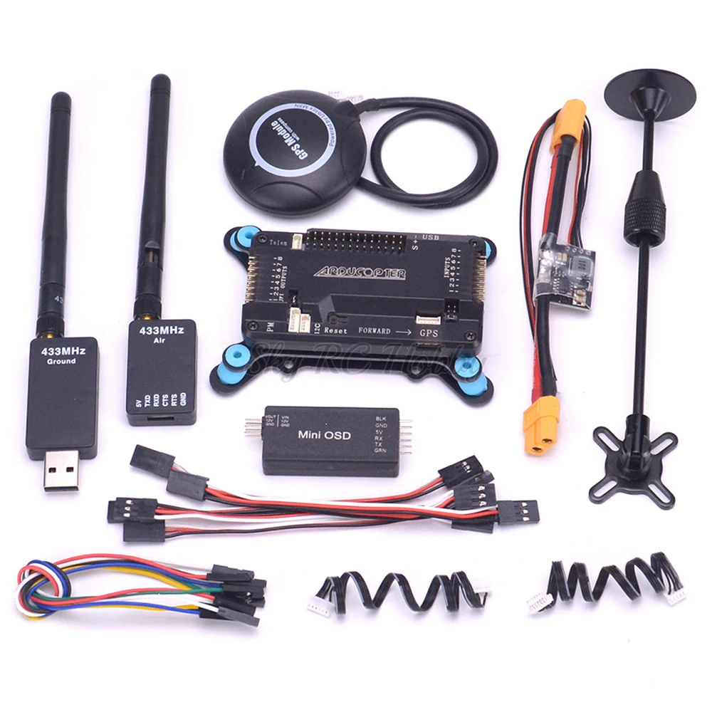APM2.8 APM 2.8 Flight Controller Board w/ shock absorber M8N GPS <br />with Compass Power module Mini OSD Module 433 / 915 Telemetry-in Parts <br />