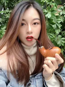 

Wooden Pipes for Smoking Briar pipe Tobacco smooth hand made nice flame whale shape#L110