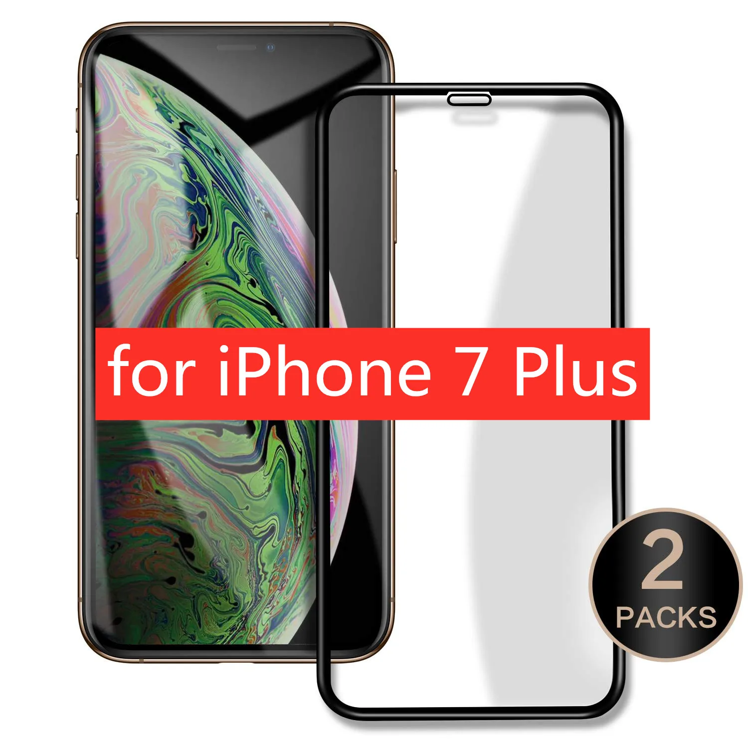 [2 шт] Защитная пленка для экрана из закаленного стекла для iPhone Xs Max XR 8 3D изогнутая поверхность стеклянная пленка 3D сенсорный полный экран покрытие - Цвет: 7Plus