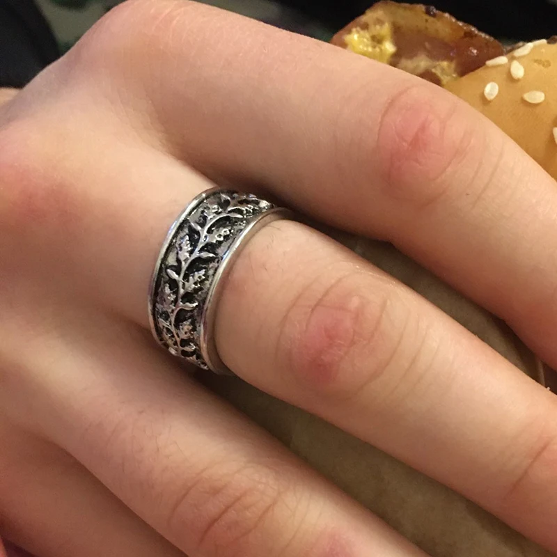 Vintage Carved Leaf Branches Pattern Ring For Women Antique Silver Wedding Band Jewelry wedding rings silver ring womens ring jewelry rings ring jewelry