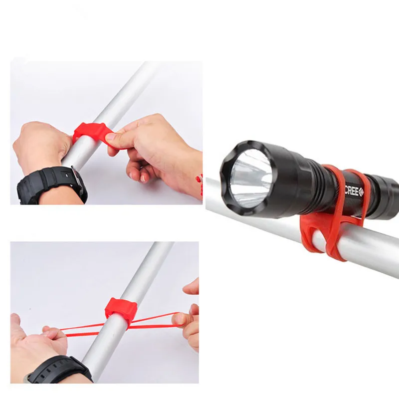 Sale Bicycle Handlebar Silicone Elastic Belt Bike Silicon Strap Bandage Torch Bands Flashlight Clip Bicycle Light Torch Holder 0